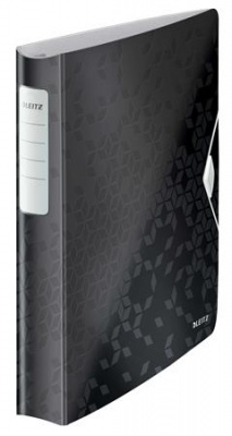 Gyűrűs könyv, 4 gyűrű, D alakú, 52 mm, A4, PP, LEITZ "Active Wow", fekete