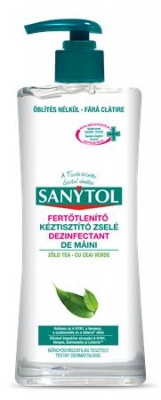 Kézfertőtlenítő gél, pumpás, 500 ml, SANYTOL