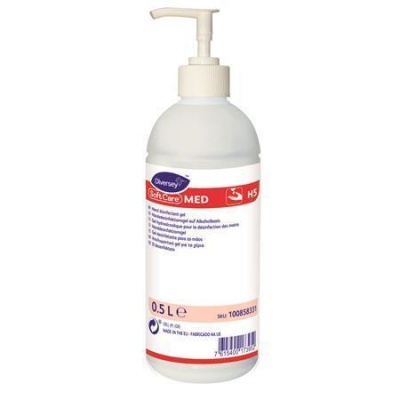 Kézfertőtlenítő gél, pumpás, alkoholos, 500 ml, "Soft Care Med"